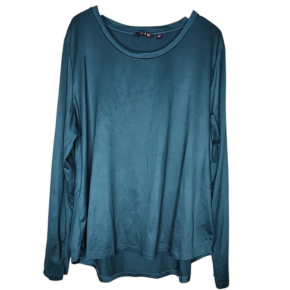 Iman Crew Neck Pullover Top Pine Green Long Sleeve Casual Lounge Cozy XL